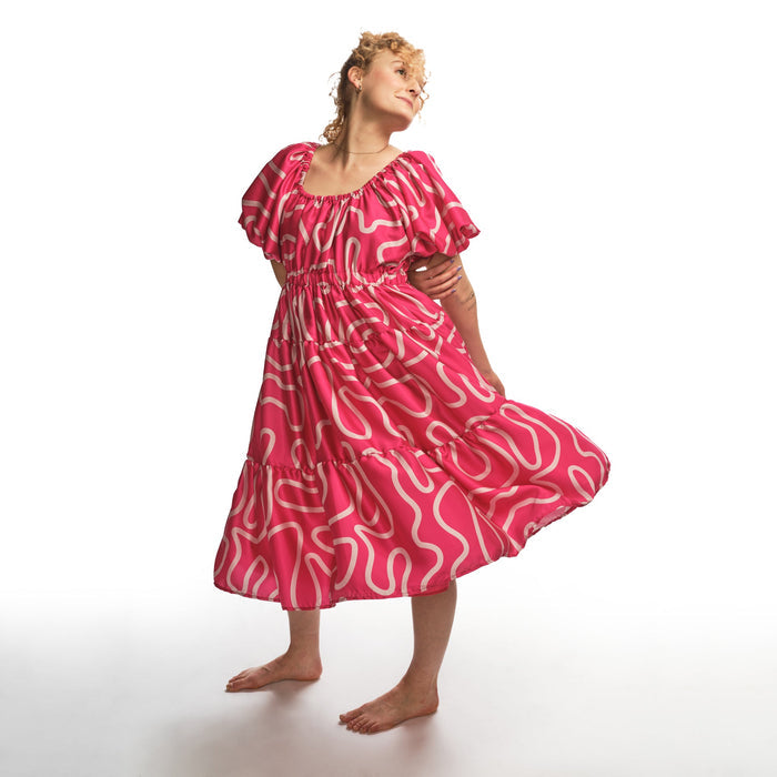 Boyko - Suzy Dress - Hot Pink Squiggle -
