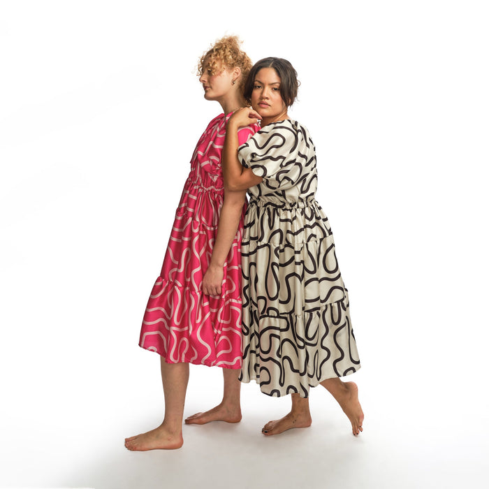 Boyko - Suzy Dress - Hot Pink Squiggle -