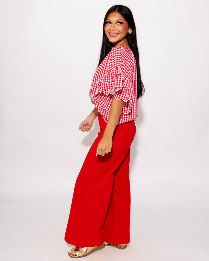 Sweet Scallop Gingham Top