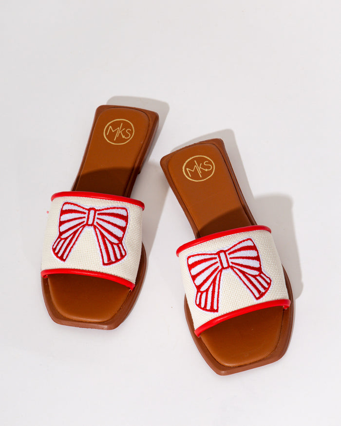 Sweet Step Bow Sandals in Red