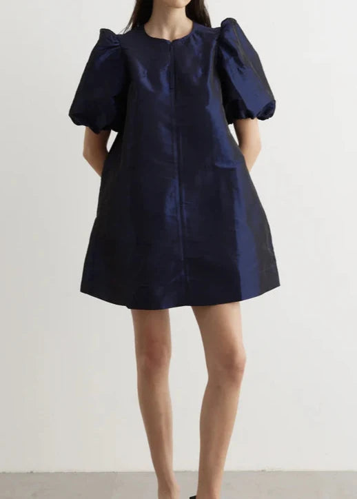 Taffeta Mini With Puff Sleeves