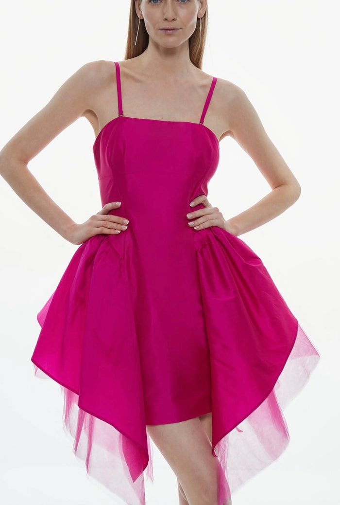 Taffeta & Tulle Bandeau Mini Dress