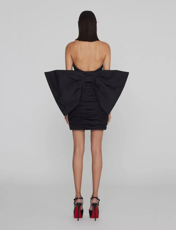 Taft Pleated Mini Bow Dress