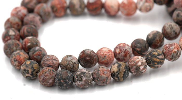 Terracotta Red Leopard Skin Jasper, Frosted 6mm 8mm 10mm  -15 inch strand