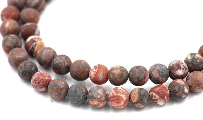 Terracotta Red Leopard Skin Jasper, Frosted 6mm 8mm 10mm  -15 inch strand