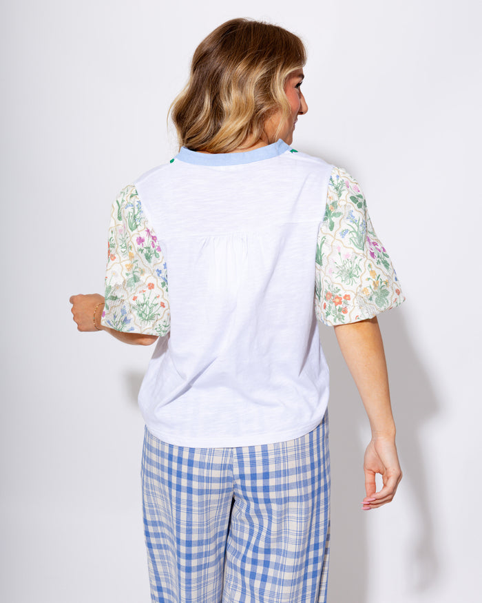 Textured Floral Bubble Sleeve Knit Top - Voy - Gaudie & Co. Nederland TX Boutique