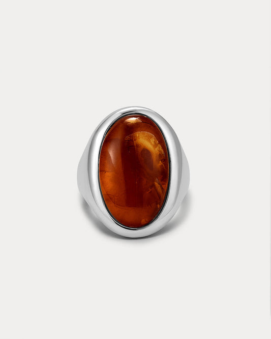 Luv Aj - The Amber Honey Resin Statement Ring - Silver