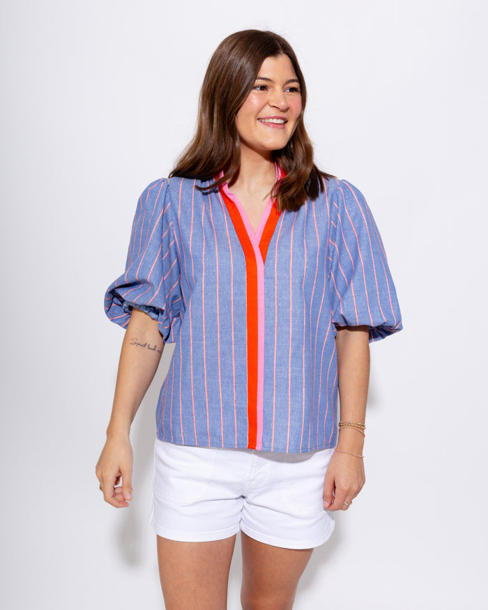 The Color Pop Bubble Sleeve Top