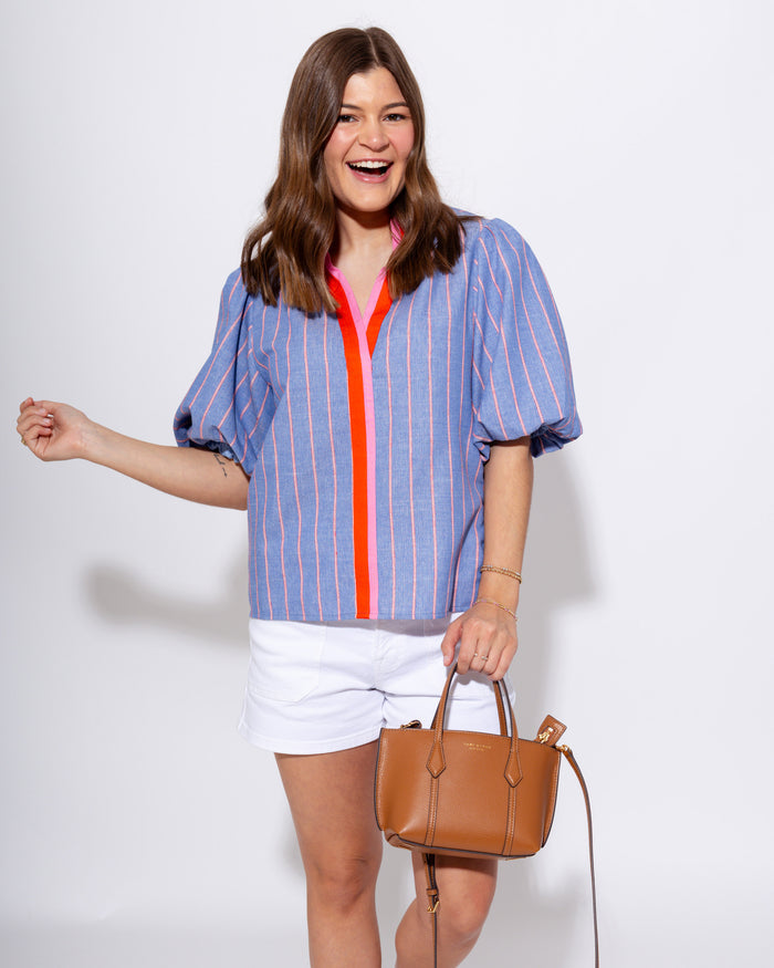 The Color Pop Bubble Sleeve Top