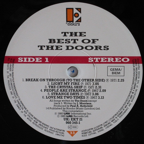 The Doors - The Best Of The Doors (LP) [Europe] 1985 RP (Near Mint (NM or M-))