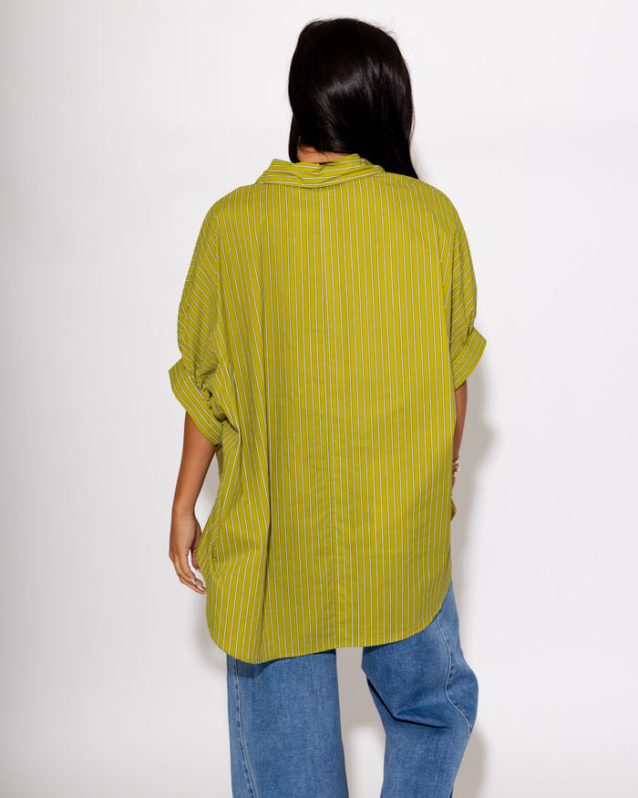 The Easy Green Stripe Button-Up