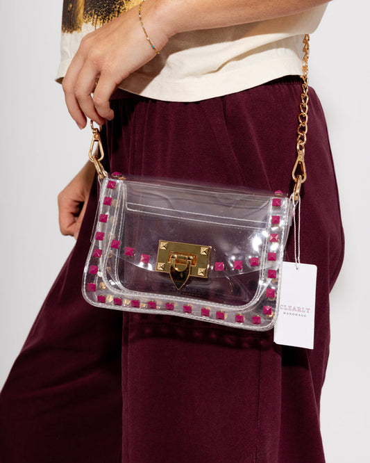 The Jackie Clear Purse in Maroon