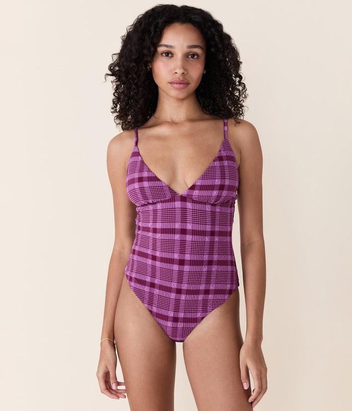 Andie Swim - The Lanikai One Piece - Plaid - Crocus Plaid - Long Torso -