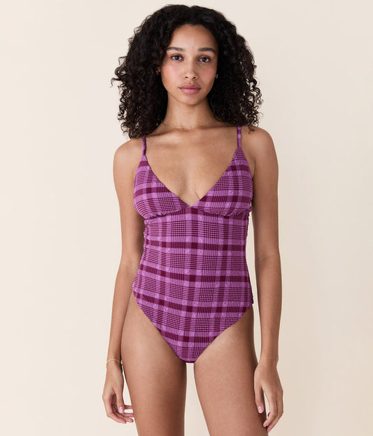 Andie Swim - The Lanikai One Piece - Plaid - Crocus Plaid - Long Torso -