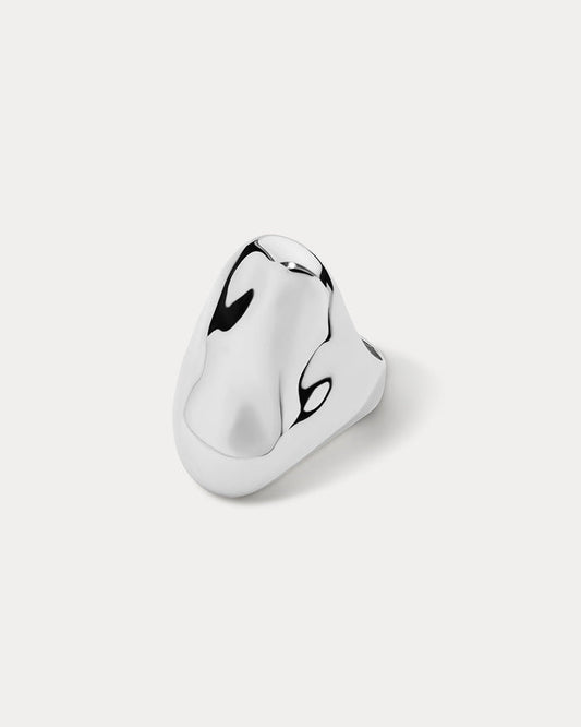 Luv Aj - The Liquid Metal Statement Ring - Silver