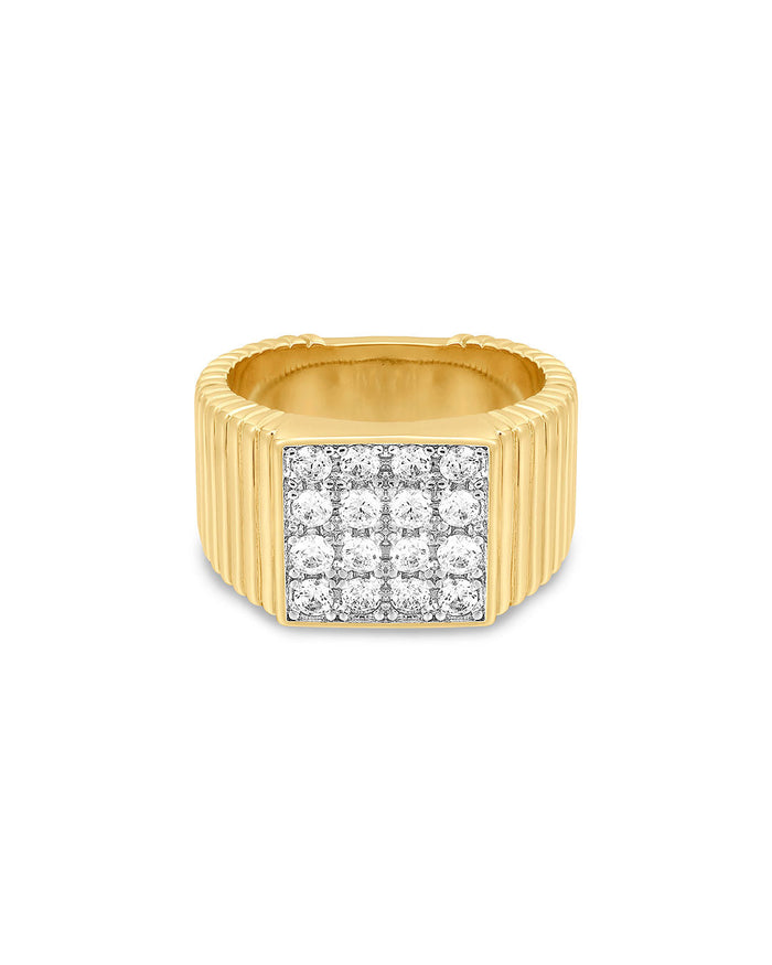 Luv Aj - The Pave Square Signet Ring - Gold