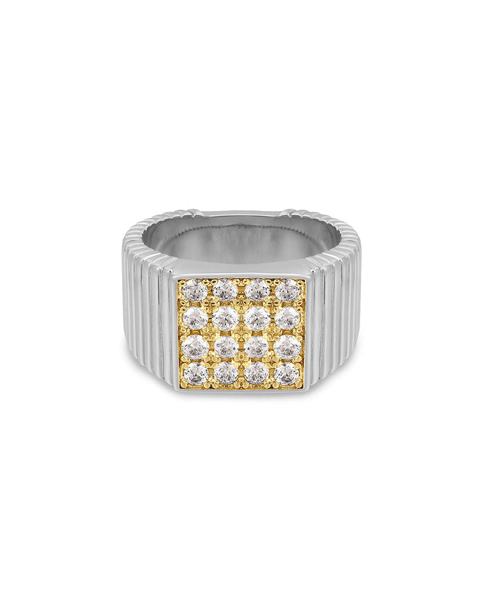 Luv Aj - The Pave Square Signet Ring - Silver