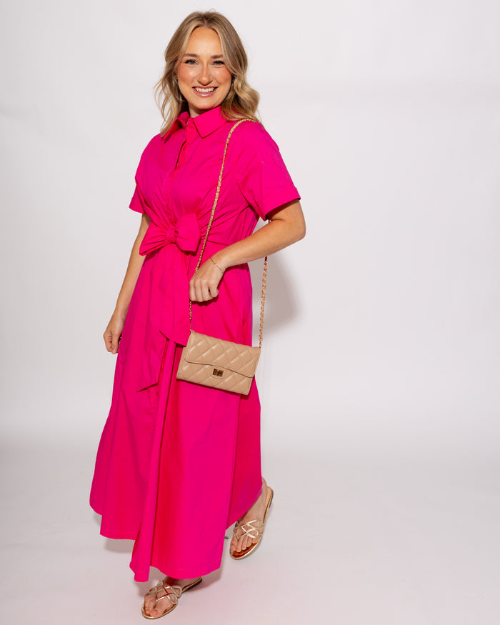 The Perfect Pink Midi Dress