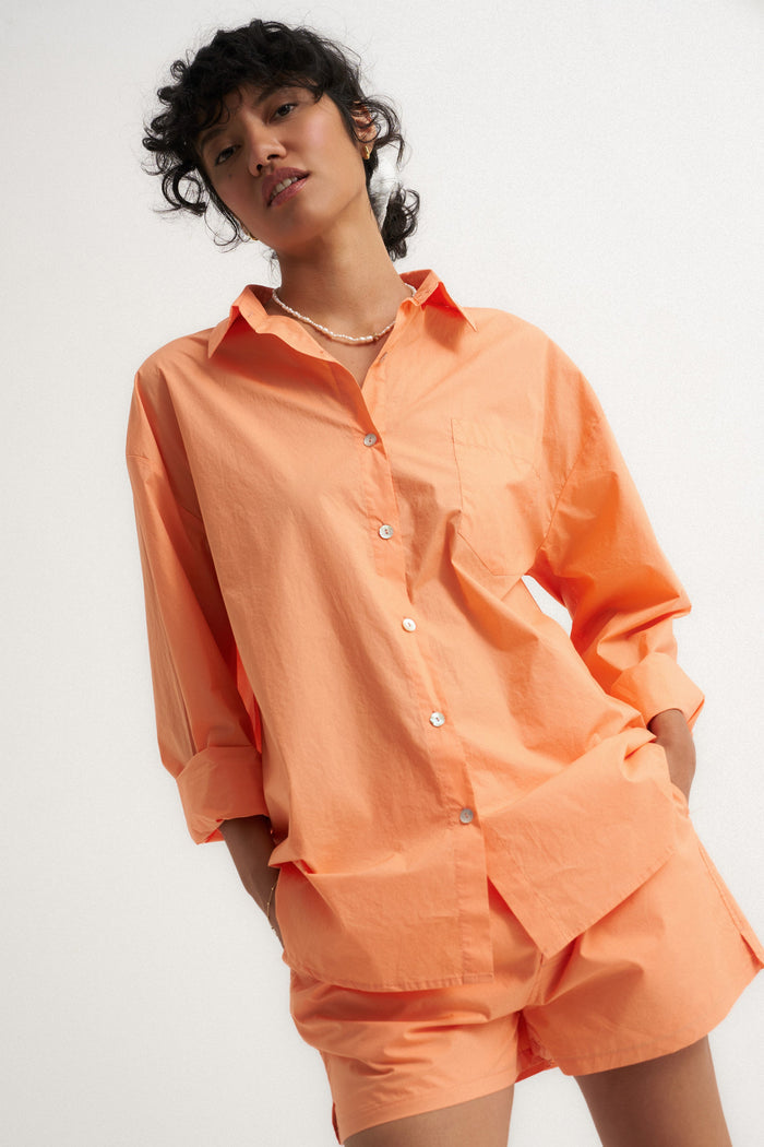 Be Idle - The Poplin Button Down - Peach -