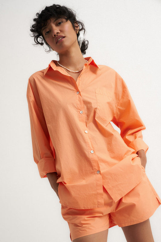 Be Idle - The Poplin Button Down - Peach -