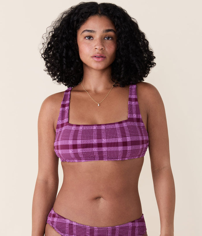 Andie Swim - The Rye Bikini Top - Plaid - Crocus Plaid -