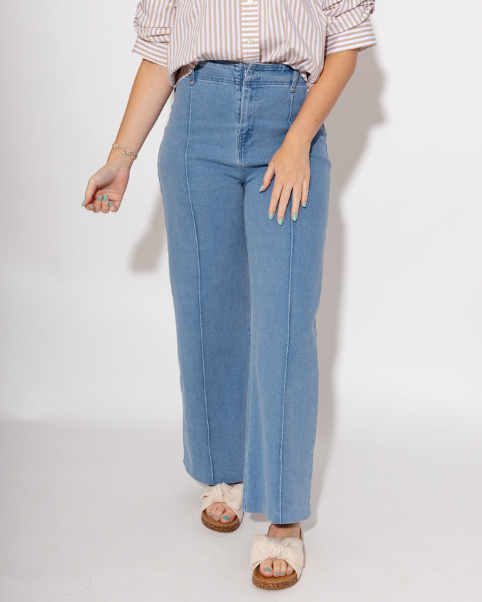 The Tailored Wide Leg Pant in Blue