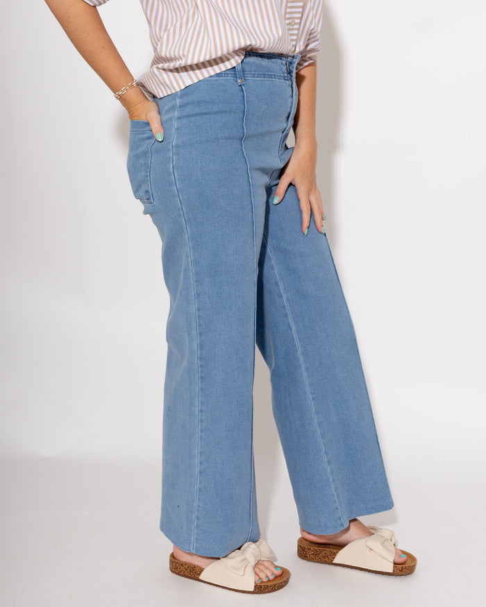 The Tailored Wide Leg Pant in Blue