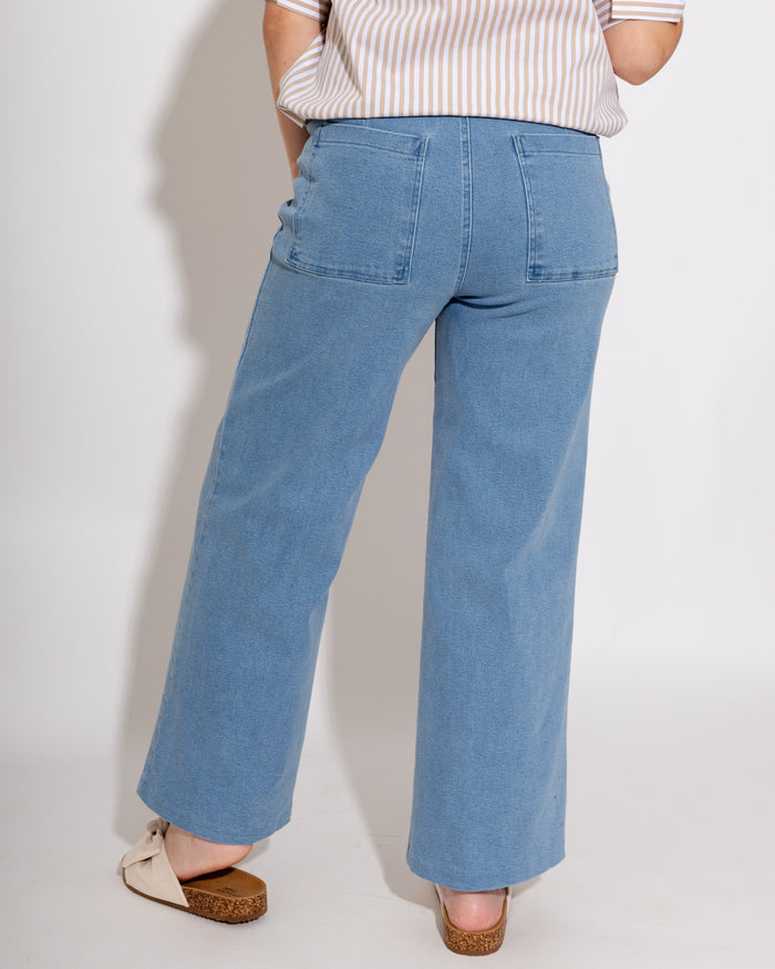 The Tailored Wide Leg Pant in Blue