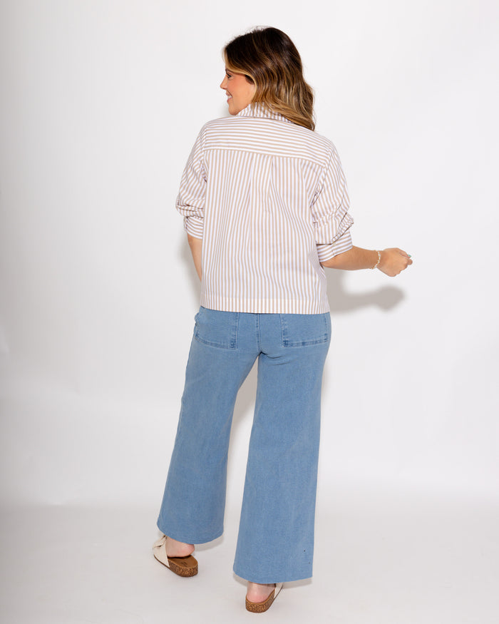 The Tailored Wide Leg Pant in Blue