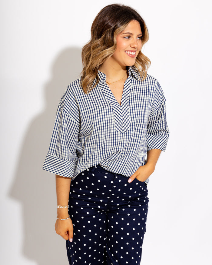 The Timeless Check Top in Navy