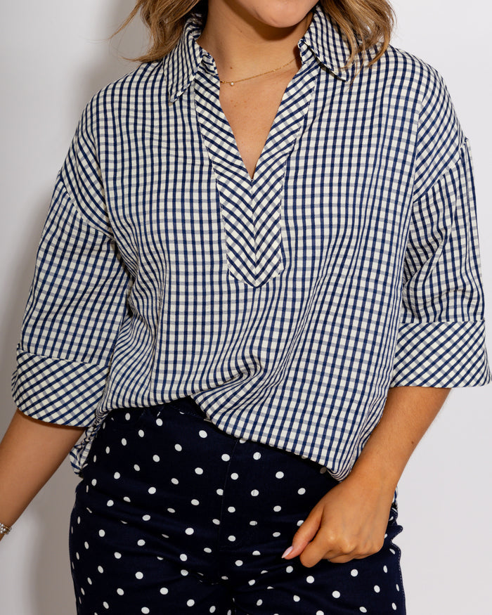 The Timeless Check Top in Navy