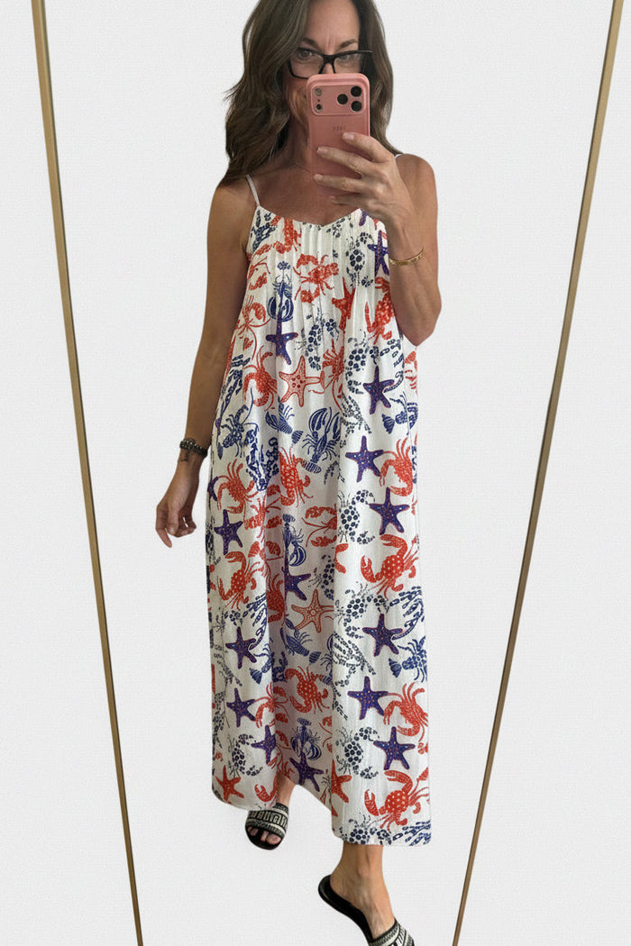 Thin Strap Patterned Summer Dress