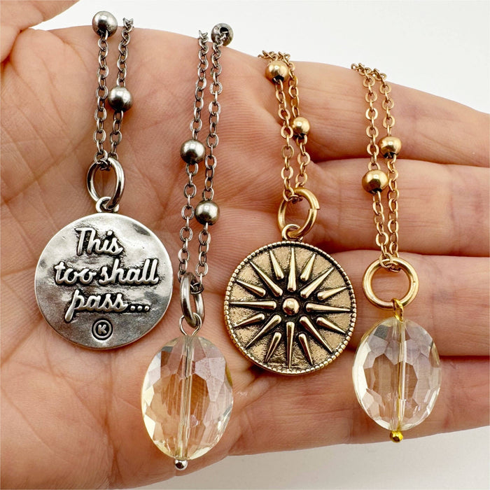 "This Too Shall Pass" Star Dainty Necklace: Gold