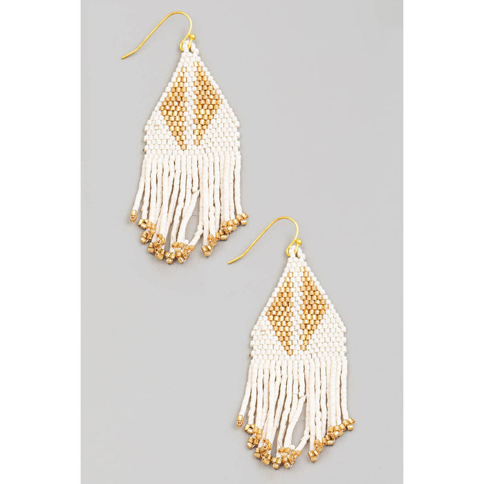 Triangle Seed Bead Fringe Earrings