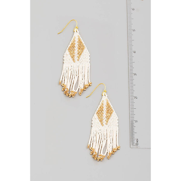 Triangle Seed Bead Fringe Earrings