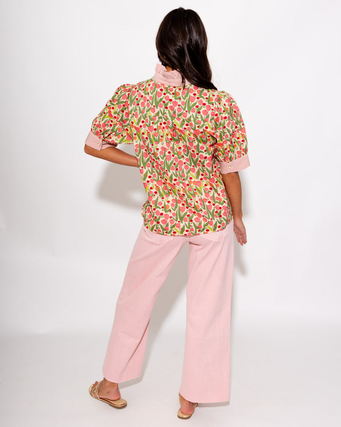 Tulip Field Ruffle Neck Top