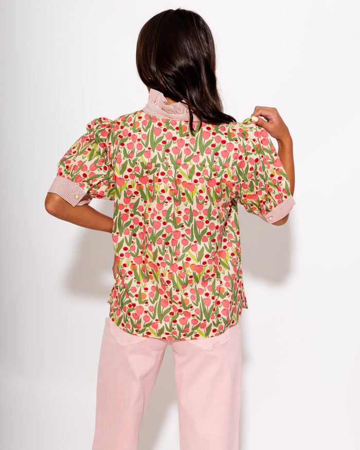 Tulip Field Ruffle Neck Top