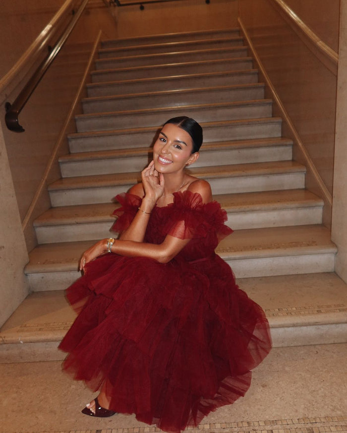 Tulle Layered Off The Shoulder Prom Dress