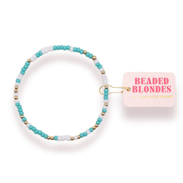 Turquoise and White Sprinkle Bracelet (Kids Size)