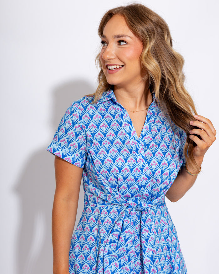 Twist-Tie Floral Shirt Dress