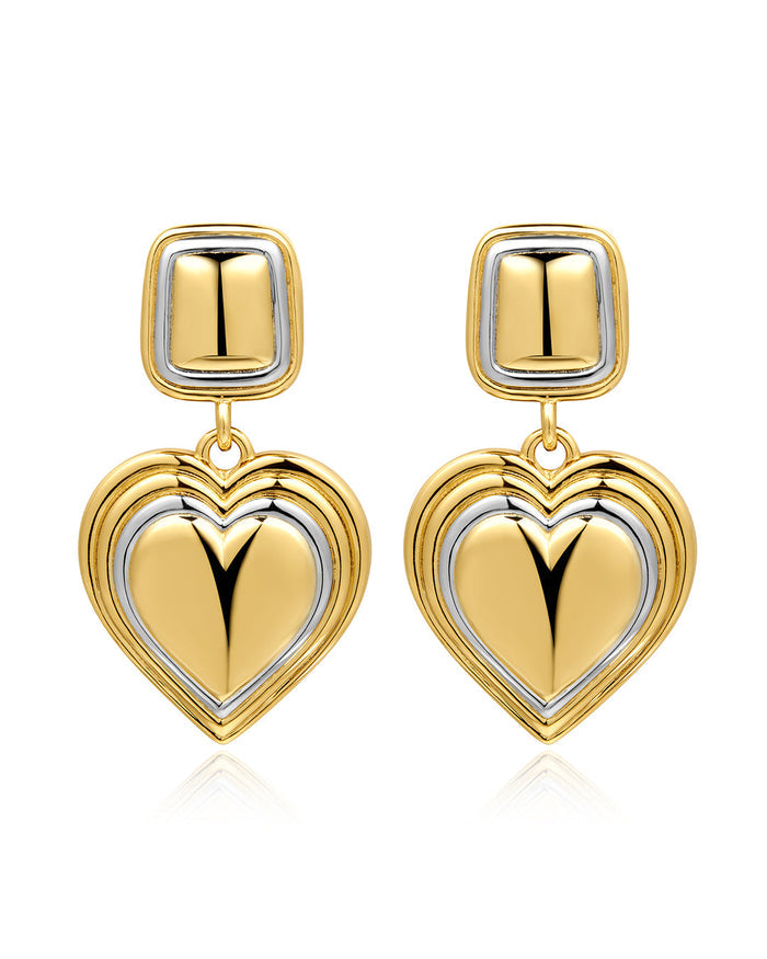 Luv Aj - Two-Tone Heart Earrings - Gold