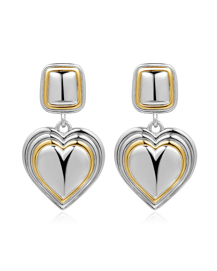 Luv Aj - Two-Tone Heart Earrings - Silver