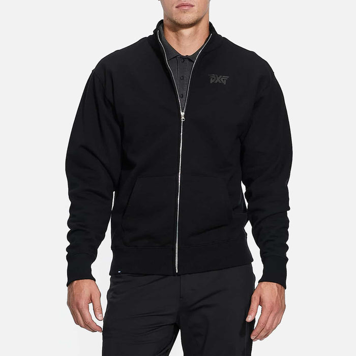 Unisex Darkness Track Jacket in Black, men's alternate front view