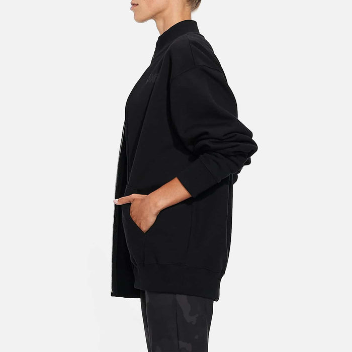 Unisex Darkness Track Jacket in Black, women's side view