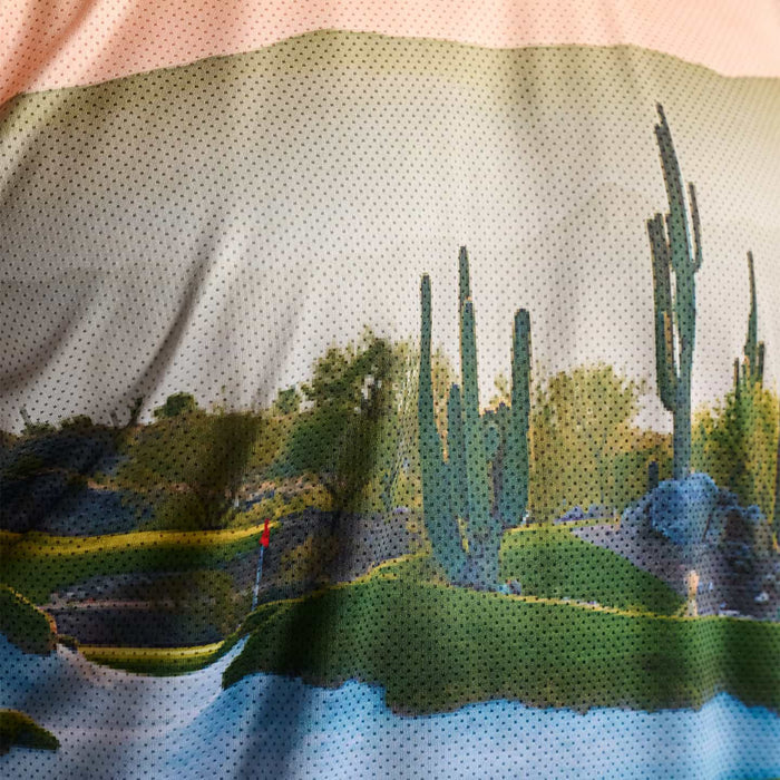 PXG men's multi golf paradise tee, close-up detail