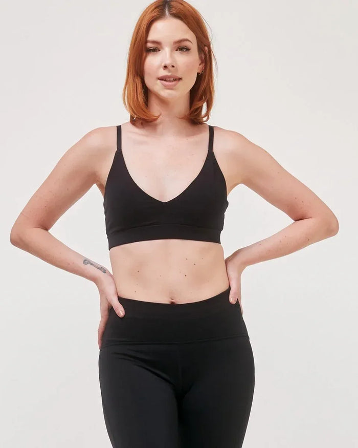 Uplift V Neck Sports Bralette - Soft Cloudlux Fabric, 4 Way Stretch & Supportive J Hook - Allen-Fitness