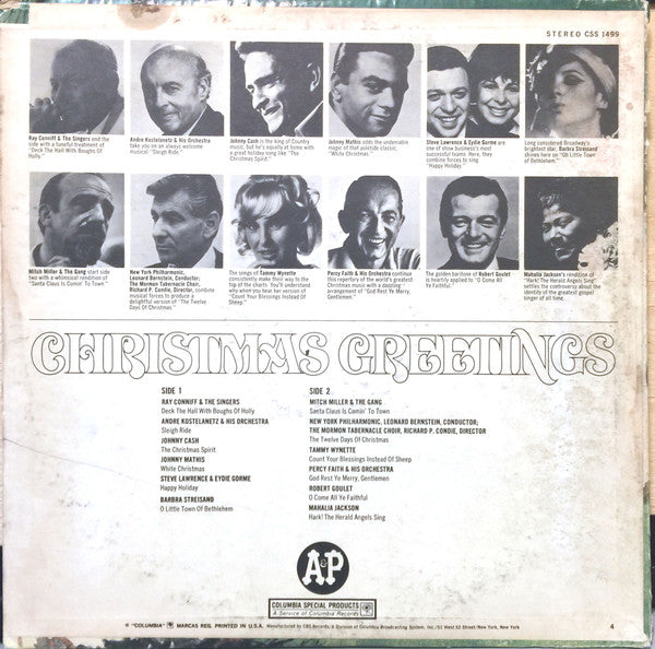 Various - Christmas Greetings (LP) [US] 1st (Near Mint (NM or M-))