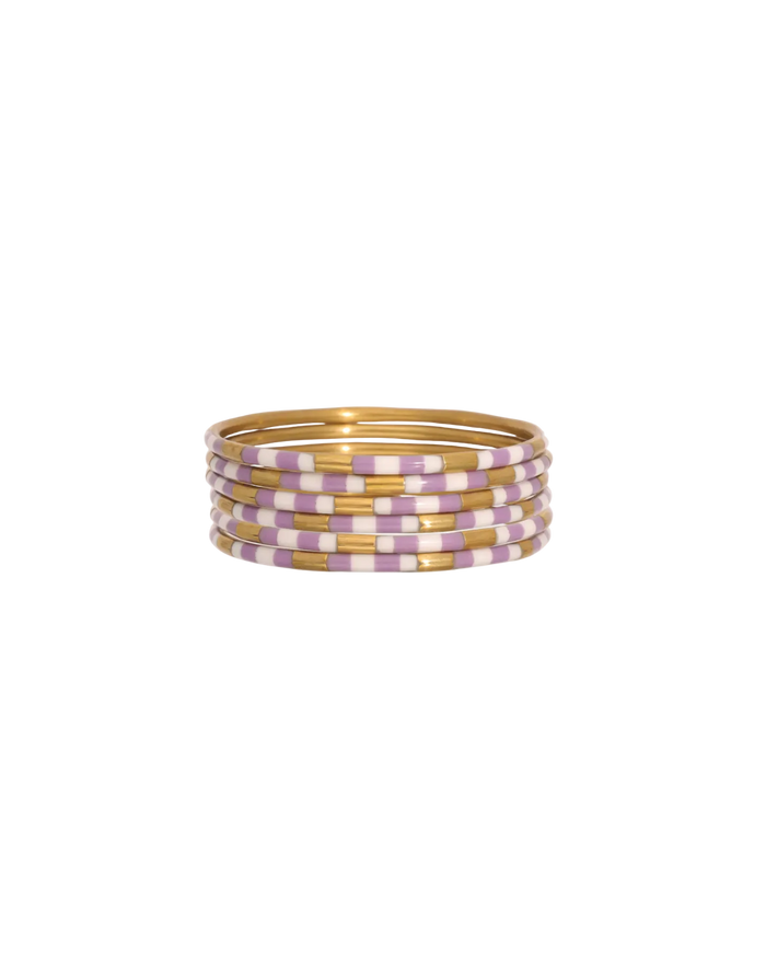 Veda Bangles - Set of 6 - Lilac/White