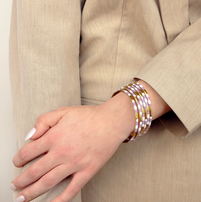 Veda Bangles - Set of 6 - Lilac/White