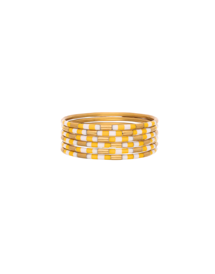Veda Bangles - Set of 6 - Yellow/White